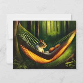 Doodse relaxine in een Hammock in het bos Briefkaart