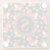 Doodshoofd- en herfstlantmonogram van het Leaf-pat Glazen Onderzetter (Achterkant)