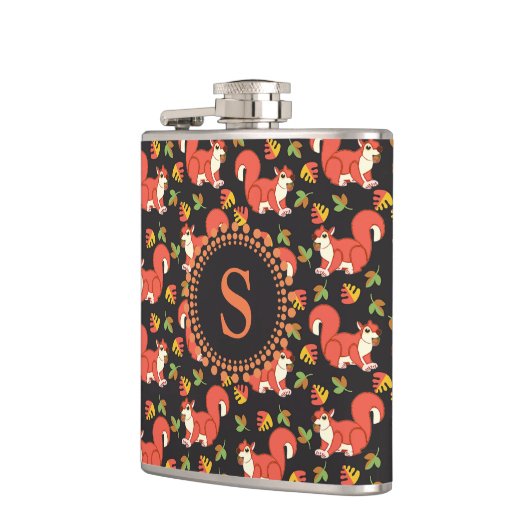 Doodshoofd- en herfstlantmonogram van het Leaf-pat Heupfles (Links)