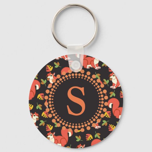 Doodshoofd- en herfstlantmonogram van het Leaf-pat Sleutelhanger (Voorkant)
