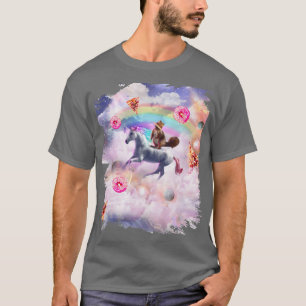 Doodshoofdaapje Riding Unicorn, Rainbow Pizza Donu T-shirt