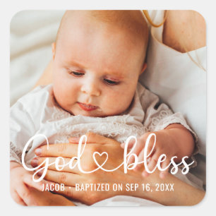 Doodsimpele moderne hart baby foto vierkante sticker