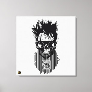 Doodteken QR G-Skulls barcode met baard 10 Canvas Afdruk