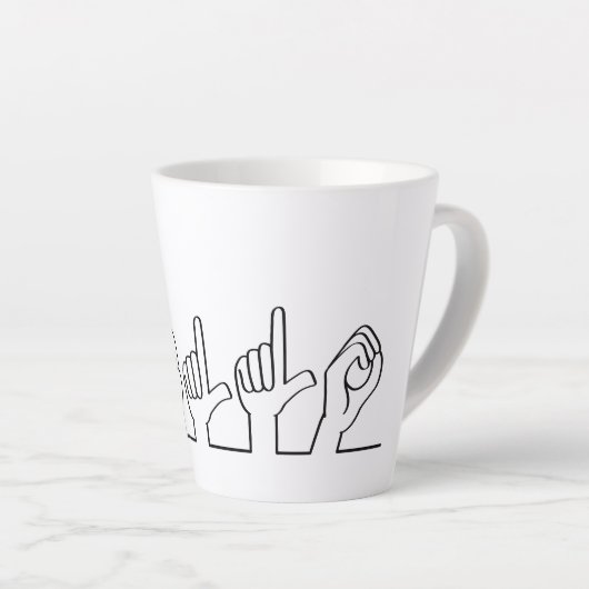 Doof, gebarentaal hallo. Begroeten of begroeting Latte Mok (Rechterhoek)