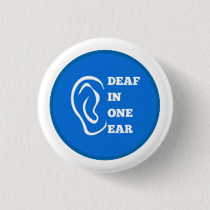 Doof in één oor Blauw ontwerp Ronde Button 3,2 Cm