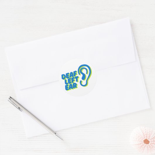 Doof linkeroor witte achtergrond ronde sticker (Envelop)