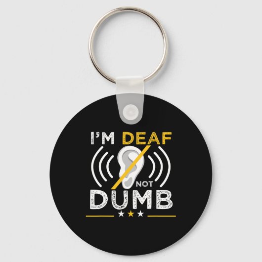 Doof. Niet dom. ASL Doof Gebarentaal Doof Waren Sleutelhanger (Voorkant)