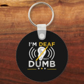 Doof. Niet dom. ASL Doof Gebarentaal Doof Waren Sleutelhanger (Voorkant)