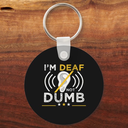 Doof. Niet dom. ASL Doof Gebarentaal Doof Waren Sleutelhanger (Voorkant)