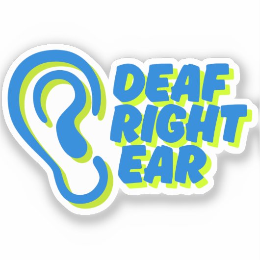 Doof rechteroor witte achtergrond sticker (Voorkant)