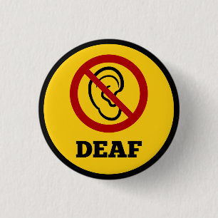 doof symbool geel ronde button 3,2 cm
