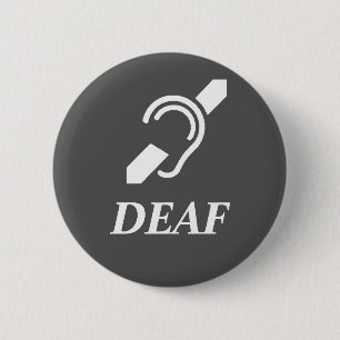 Doof Symbool met DOOF Word Ronde Button 5,7 Cm