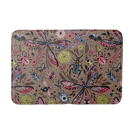 Doogavebeestjes op mochasbruin badmat (Voorkant)