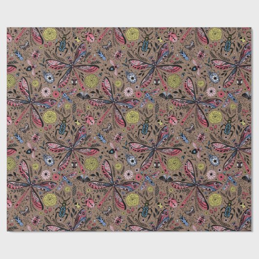 Doogavebeestjes op mochasbruin cadeaupapier (Vlak)