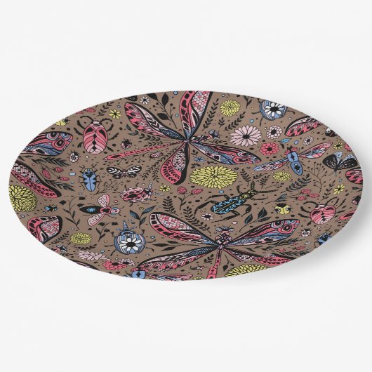 Doogavebeestjes op mochasbruin papieren bordje (Gekanteld)