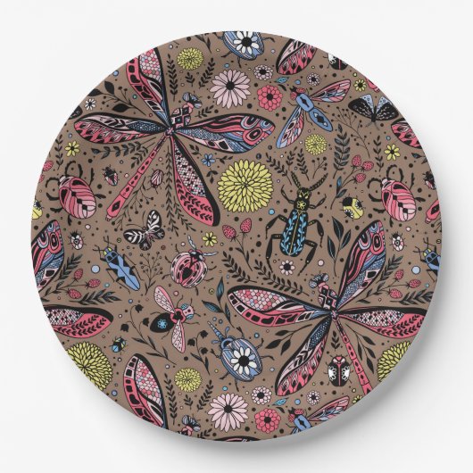 Doogavebeestjes op mochasbruin papieren bordje (Voorkant)