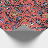 Doogaveinsecten op koraalrood cadeaupapier (Hoek)