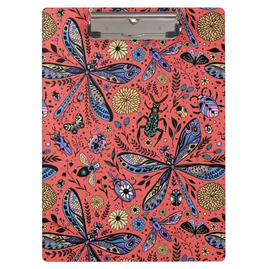 Doogaveinsecten op koraalrood klembord (Voorkant)