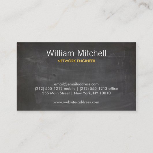 DOOLHOF TEKENING in WIT op ZWART KRIJTBORD Visitekaartje (Achterkant)