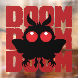 DOOM DOOM DOOM Kawaii Mothman Cryptid Raamsticker