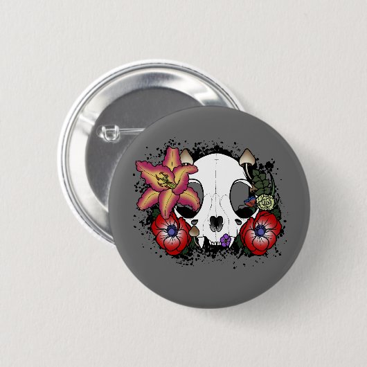 Doom- en Bloomkat-schedel Ronde Button 5,7 Cm (Voorkant /achterkant)