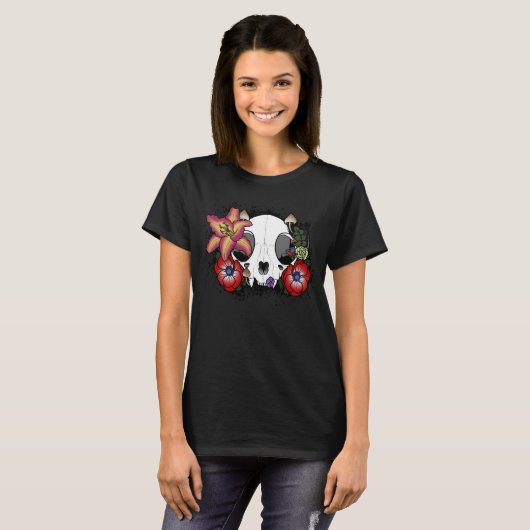 Doom- en Bloomkat-schedel T-shirt (Voorkant volledig)