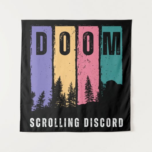 DOOM Scrolling Discord - Retro Forest Wall Art Wandkleed (Voorkant)