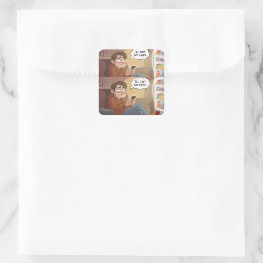 Doomscrolling & Snacks – Relatable Sticker (Sac)