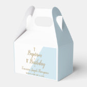 Doop 1e verjaardag baby boy blauw goud dank u bedankdoosjes (Voorkant Zijde)