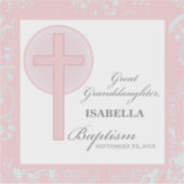 Doop achterkleindochter roze kant gepersonaliseerd sticker (Voorkant)