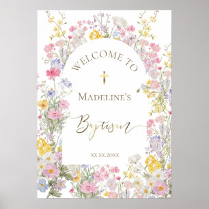 Doop aquarel weide bloemen welkom poster