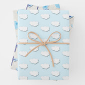 Doop Blauw Baby Cloud Cross Inpakpapier Vel (In situ)
