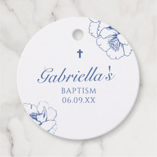 Doop Blauw Botanisch Bloemmotief Bedankjes Labels