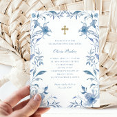 doop | Blauw en wit Bloemen Lijst Chinoiserie Kaart