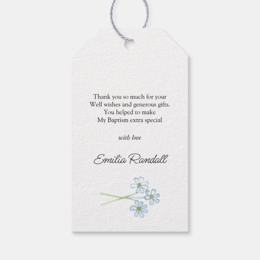 Doop Bloemen Krans Kruis Dank u Cadeaulabel (Achterkant)