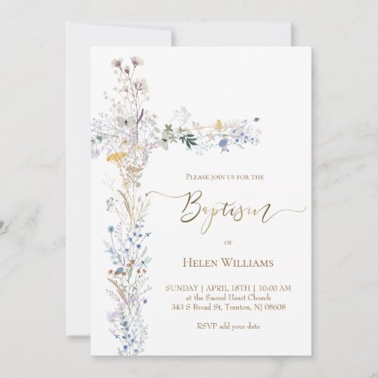 Doop bloemenkruis kaart (Voorkant)