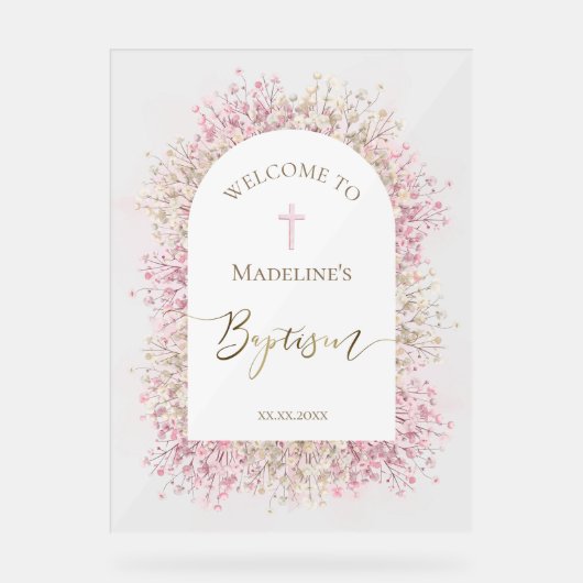 Doop bloemenwelkom acryl bord (Voorkant)