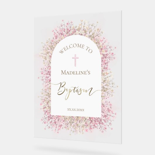 Doop bloemenwelkom acryl bord (Hoek)