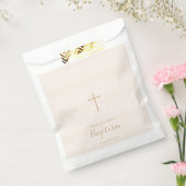 Doop Blush Pink Delicate Bloemen Kant Bedankzakje (Gezegeld)