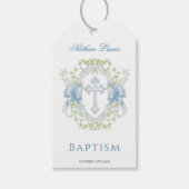 Doop Cross Crest Groen Baby Boy Gift Label Cadeaulabel (Voorkant)