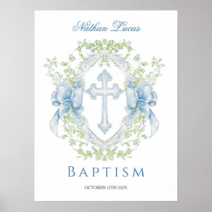 Doop Cross Crest Groen Baby Jongen Poster