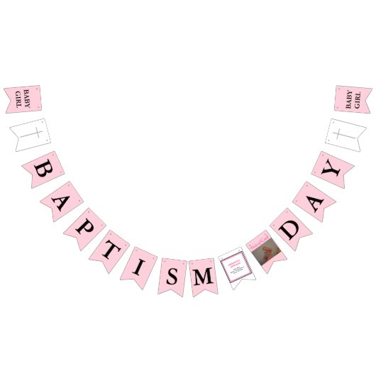 Doop Cross Pink Black Foto Vlaggetjes (Alle)