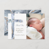 Doop dank u blauwe agaat kruis kaart (Voorkant / Achterkant)