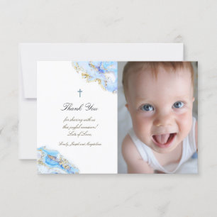 Doop dank u blauwe inkt marmer kaart