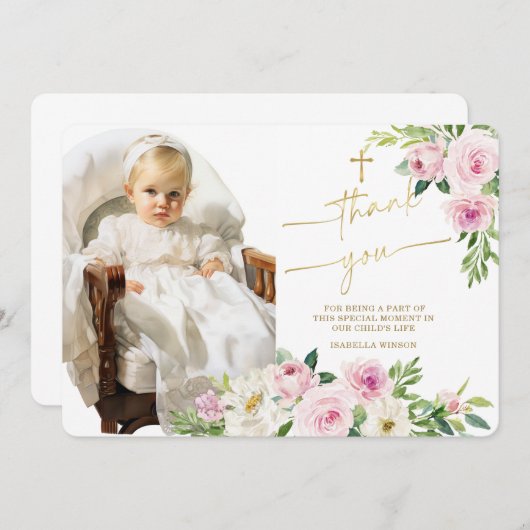 Doop Dank u Fotokaart Bedankkaart (Voorkant / Achterkant)