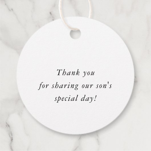 DOOP DANK U moderne zilveren kruis zwart wit Bedankjes Labels (Achterkant)