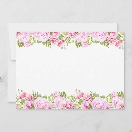 Doop doop foto roze roos bloemen bedankkaart (Achterkant)