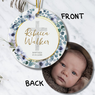 Doop doop Gouden Blauw Eucalyptus Bloemen Keramisch Ornament