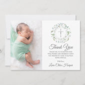 Doop, doopfeest laurier bloem foto bedankkaart (Voorkant)