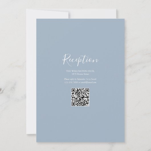 Doop doopsel Gouden Kruis Dusty Blue QR Code Kaart (Achterkant)